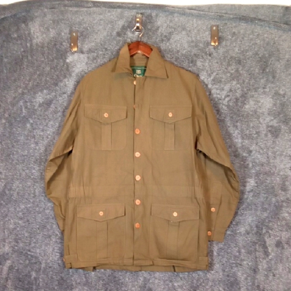 Orvis Vintage Canvas Green Hunting Fishing Shirt Jacket Coat Mens Small